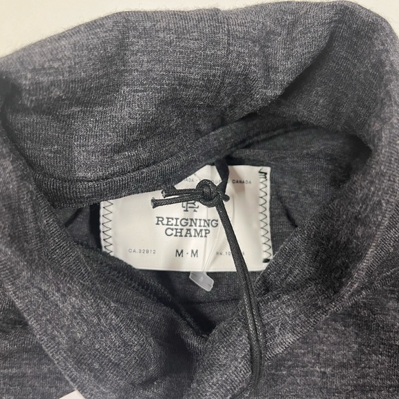 NWT Reigning Champ Merino Wool Turtleneck Jersey Knit Midlayer Sweater Charcoal - Picture 6 of 6